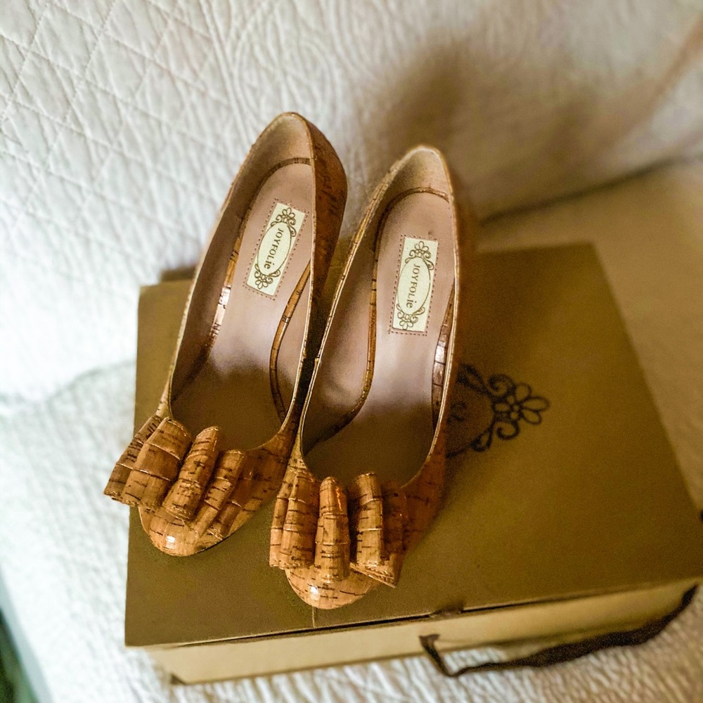 Black and Tan Cork Lou Wedges